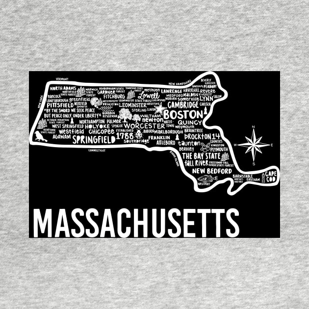 Massachusetts Map by fiberandgloss